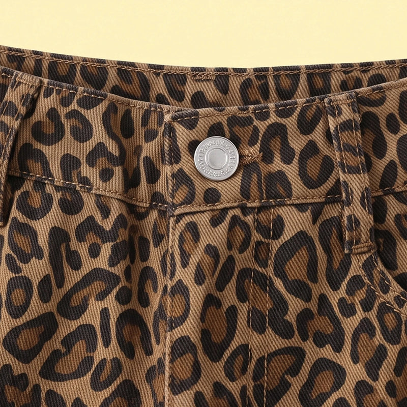 Girls Brown Animal Print Elasticated Pants Pants