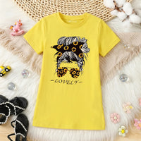 Girls Yellow Graphic Short Sleeve T-Shirt Dress Casual Dresses Yellow 4-5 Y