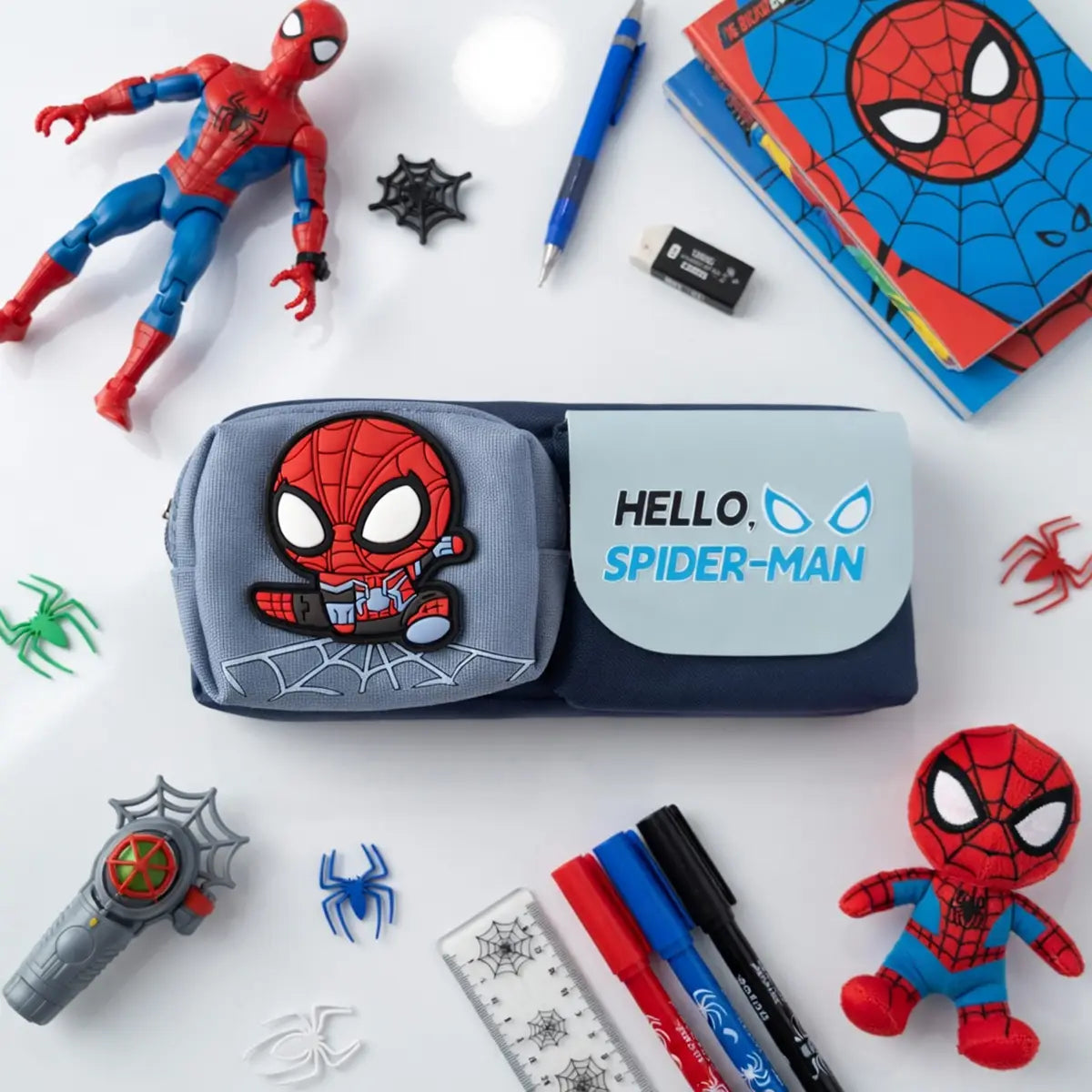 Spider Man Boys Pencil Organizer Pouch -Multi Pocket Zipper Pencil Case for School Trending Accessories