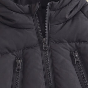 Boys Black Quilted Hooded Zip-up Jacket Coats & Jackets