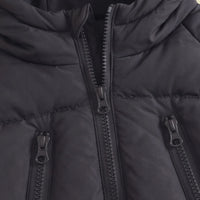 Boys Black Quilted Hooded Zip-up Jacket Coats & Jackets