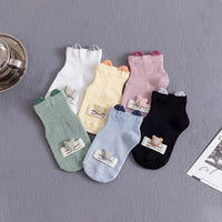 Pack of 6 Multicolour Bear Ear Ankle Length Socks Socks Multicolor 0-1 Y