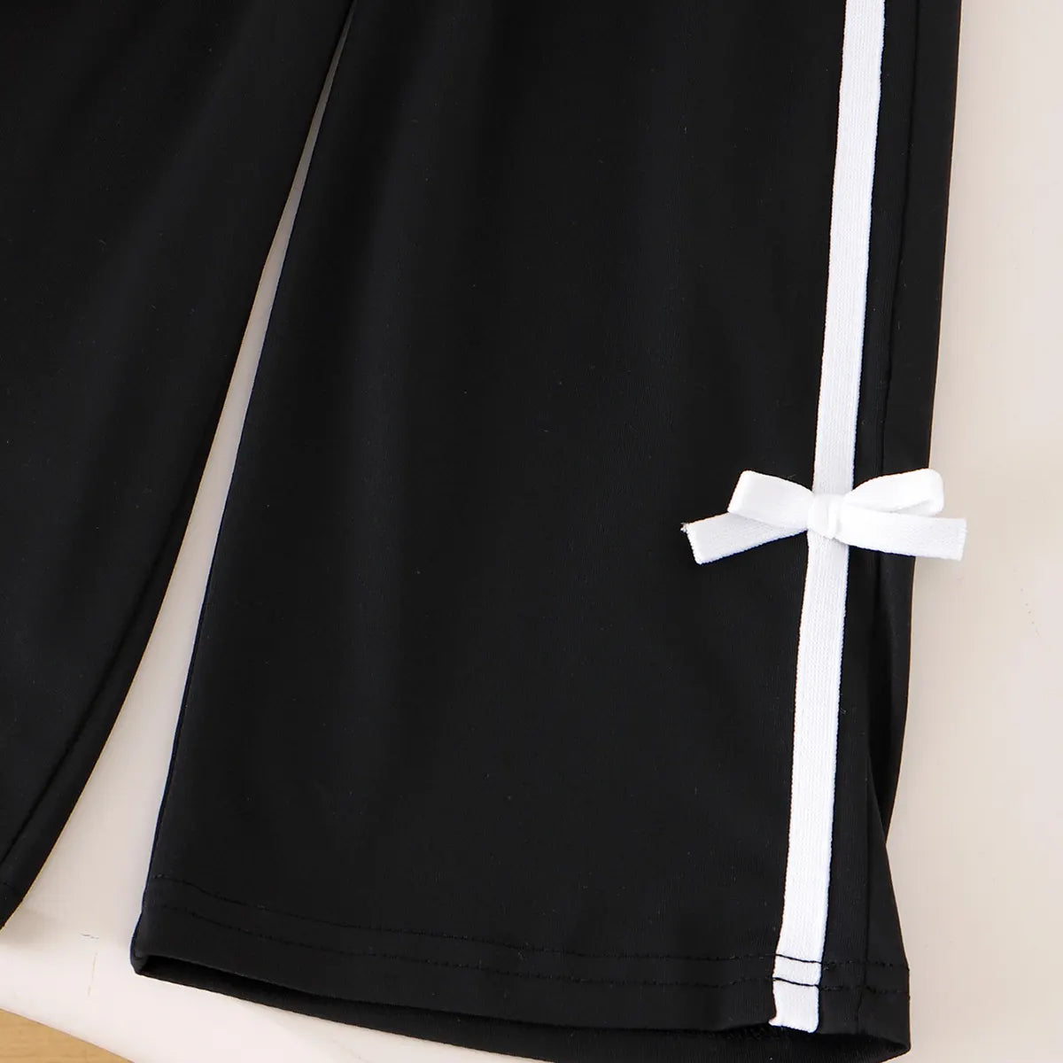Girls Black Bow Embroidered Short Sleeve T-Shirt With Pants Sets 2 pc. Sets