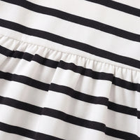 Girls Black Striped Long Sleeve Fit & Flare Dress Casual Dresses
