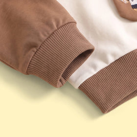 Boys Brown Graphic Polo Sweatshirt With Denim Pants Sets Sets