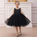 Girls Black Duchess Satin with Beaded Neck Tulle Overlay Party Dress Party Dresses Black 3-4 Y