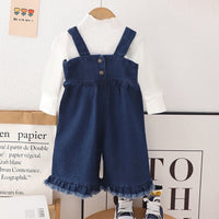 Girls Pullover with Denim Dungaree Set Sets