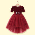 Girls Maroon Puff Sleeve High-Low Party Dress Party Dresses Maroon 1-2 Y