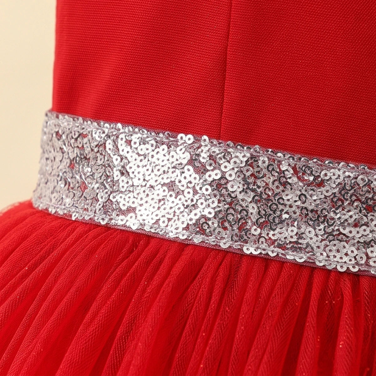 Girls Red Floral Applique Fit & Flare Party Dress Party Dresses