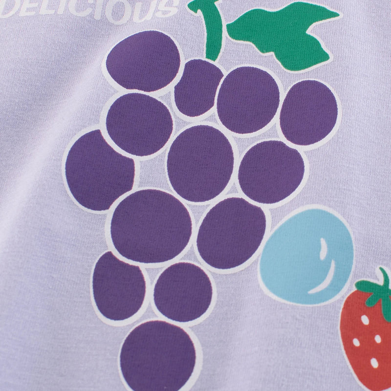 Girls Lavender Fruit Print Short Sleeve T-Shirt Tshirts
