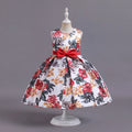 Girls White Floral Printed Sleeveless Fit & Flare Party Wear Dress Party Dresses White 3-4 Y