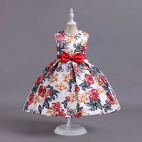 Girls White Floral Printed Sleeveless Fit & Flare Party Wear Dress Party Dresses White 3-4 Y