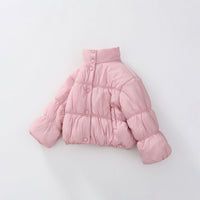 Girls Light Pink Solid Puffer Winter Jacket Coats & Jackets