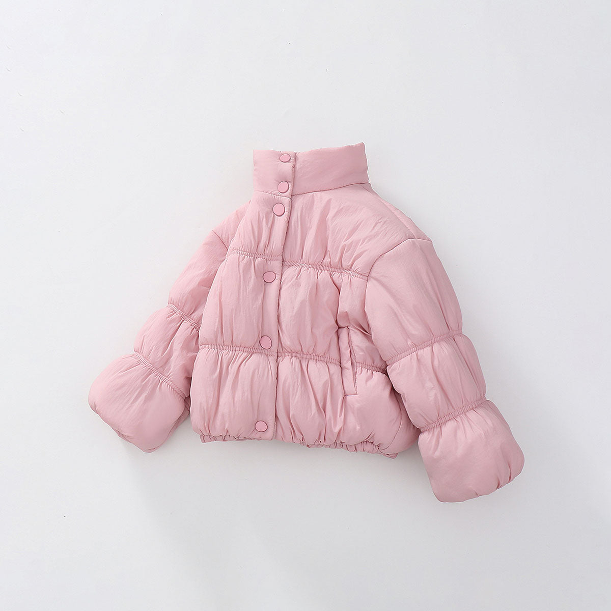 Girls Light Pink Solid Puffer Winter Jacket Coats & Jackets