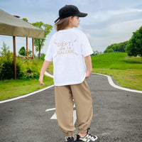 Girls Khaki Elephant Printed Summer T-Shirt With Jogger Set 2 pc. Sets