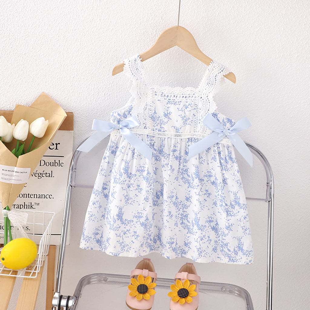 Girls Printed Lace Embroidered Casual Dress