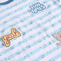 Boys Sea Green Cartoon Applique Stripes T-Shirt With Elasticated Shorts Sets 2 pc. Sets