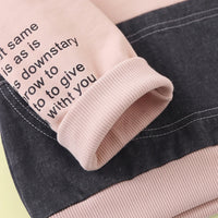 Boys Beige Typographic Sweatshirt With Denim Pants Sets 2 pc. Sets