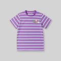 Girls Striped Short Sleeves T-Shirt Tshirts Purple 6-7 Y 