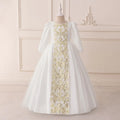 Girls White Embroidered Puff Sleeves Maxi Dress Casual Dresses White 3-4 Y