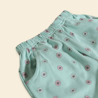 Girls Sea Green Floral Printed Top With Shorts Co-ord Sets Sets