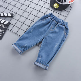 Boys Car Printed Long Sleeve Shirt With Denim Pant Set Sets