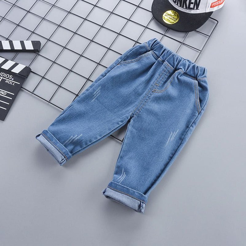 Boys Car Printed Long Sleeve Shirt With Denim Pant Set Sets