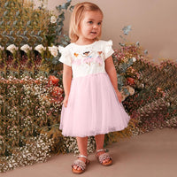 Girls Short Sleeve Graphic Dress Casual Dresses Pink 1-2 Y 