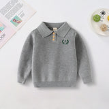 Boys Grey Self-Design Polo Sweater