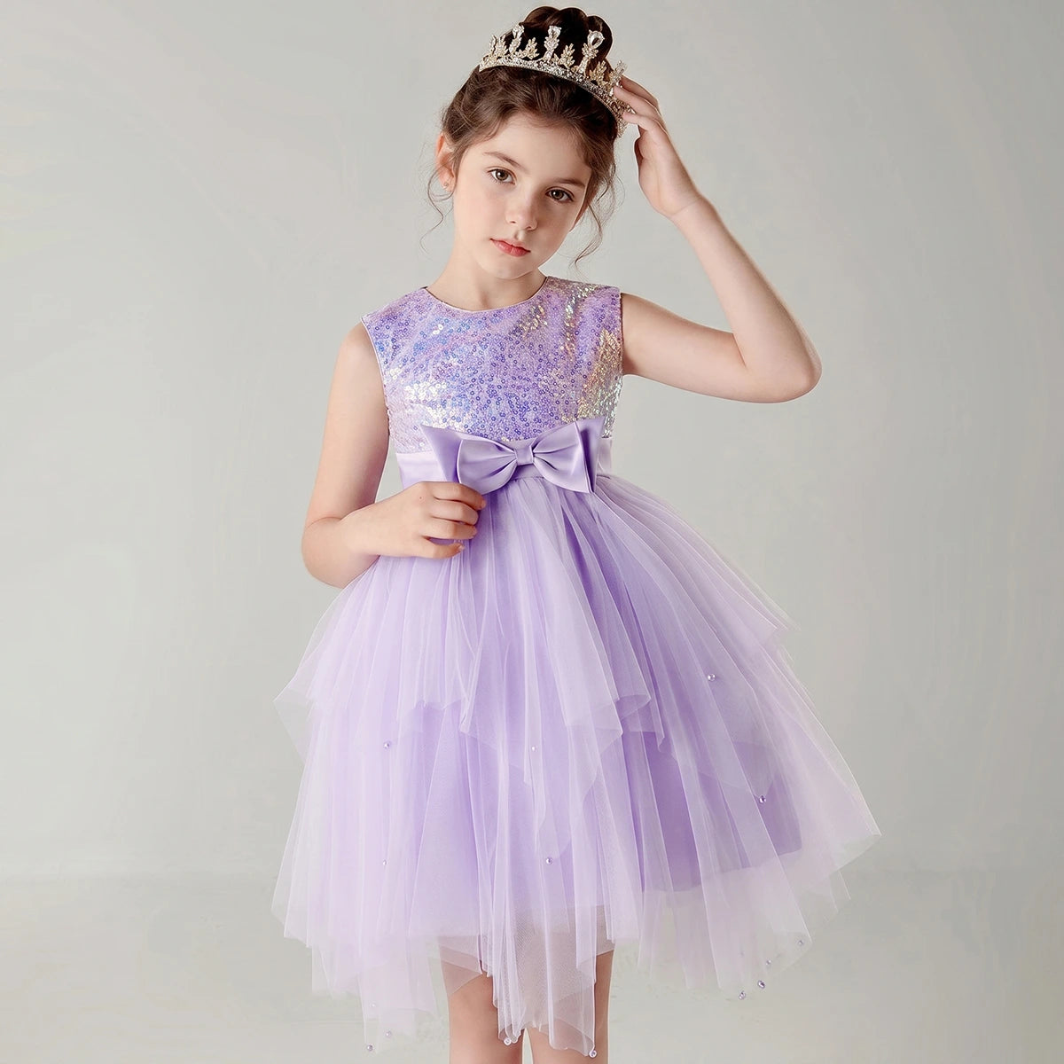 Girls Purple Sequin Embellished Tutu Party Wear Dress Party Dresses Purple 2-3 Y