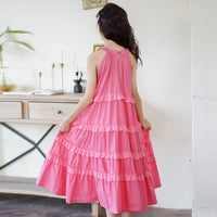 Girls Halter Neck Sleeveless Tiered Dress Casual Dresses   