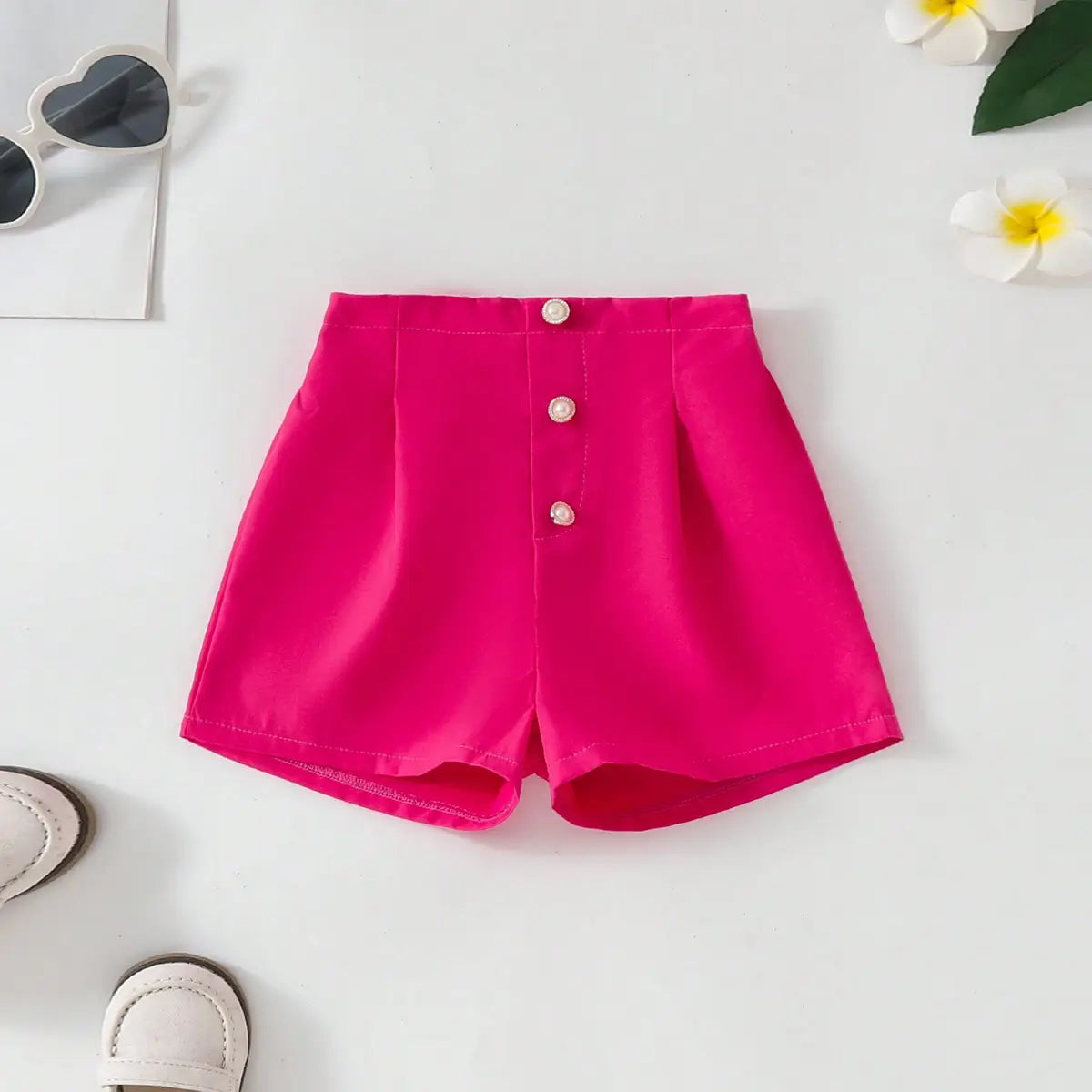 Girls Typographic Printed Top With Fuchsia Shorts Set Sets