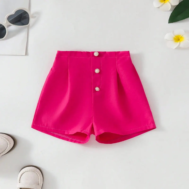 Girls Typographic Printed Top With Fuchsia Shorts Set Sets