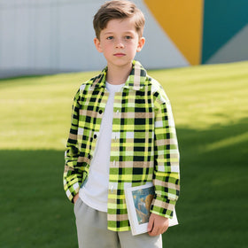 Boys Yellow Checked Long Sleeves Winter Shirts Shirts Yellow 7-8 Y
