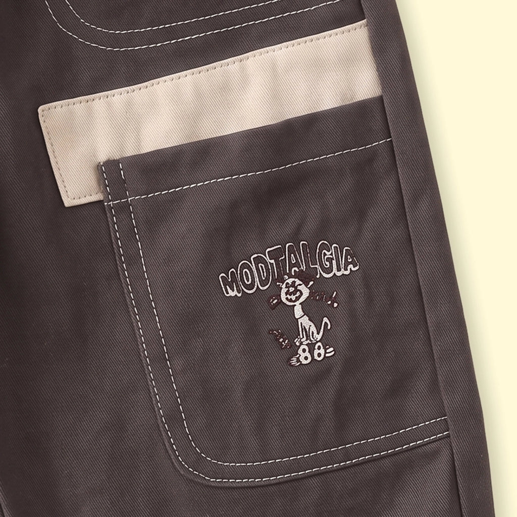 Boys Dark Brown Embroidered Jogger Pants