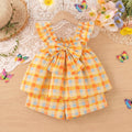 Girls Multicolor Checked Bow Applique Top With Shorts Sets 2 pc. Sets Multicolor 1-2 Y