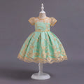 Girls Sea Green Floral Embroidered Fit & Flare Party Wear Dress Party Dresses Sea Green 3-4 Y
