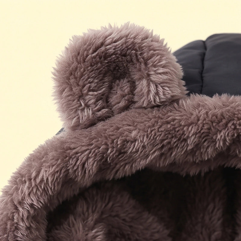 Boys Black Bear Ear On Hood Zip-up Puffer Jacket Coats & Jackets