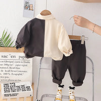 Boys Dark Grey Colorblocked Shirt With Jogger Sets Sets