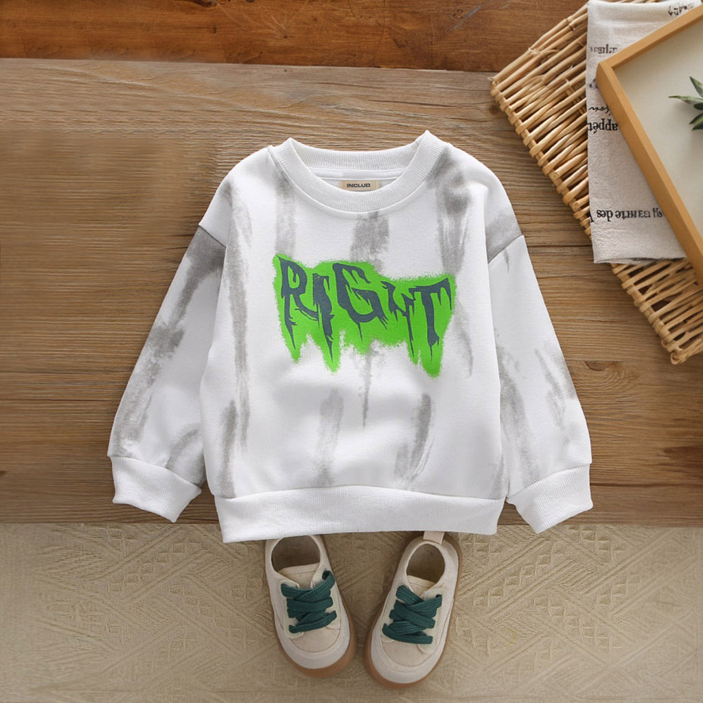 Boys White Right Printed Sweatshirt With Sling Bag and Pants Set Sets