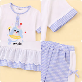 Girls White Graphic Short Sleeve Top With Pants Sets 2 pc. Sets