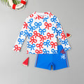 Boys Blue Allover Bow Printed T-Shirt With Shorts Swimwear Sets Beachwear Blue 3-4 Y