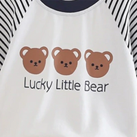 Boys Three Bear Printed T-Shirt With Navy Blue Shorts Set Sets