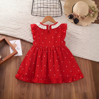 Girls Red Floral Print Flutter Sleeve Fit & Flare Dress Casual Dresses