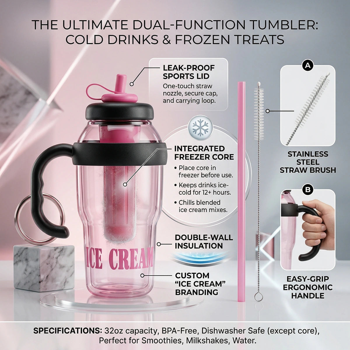 Dark Pink FlavorFusion Infuser Water Bottle with Straw Trending Accessories