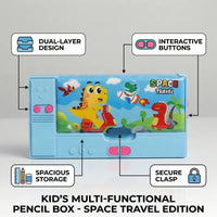 Dinosaur Space Travel Magnetic Pencil Box for Kids Trending Accessories