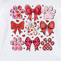 Girls White Bow Print Short Sleeve T-Shirt Tshirts