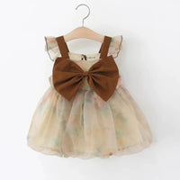 Girls Multicolor Floral Mesh Overlay Fit & Flare Dress Casual Dresses