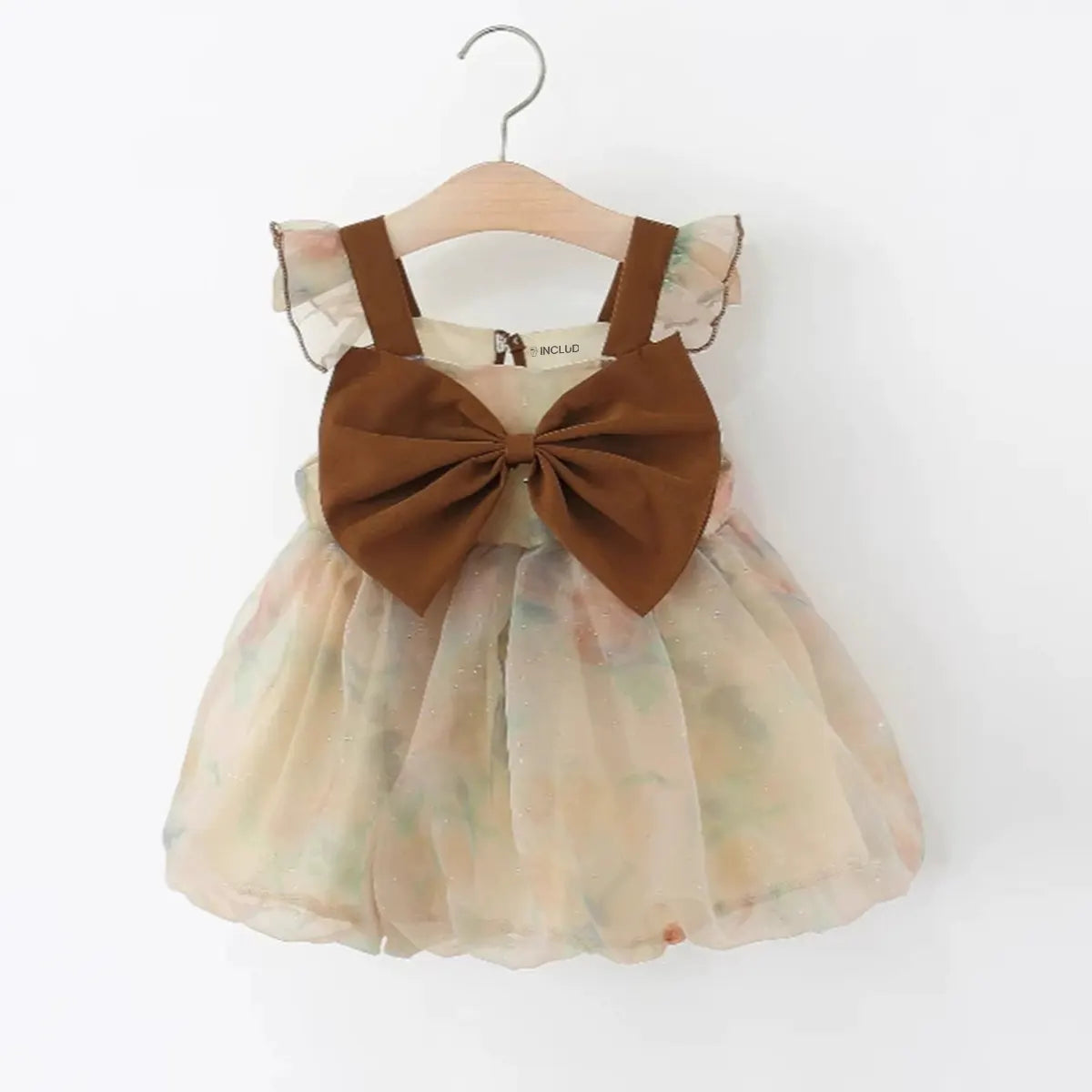 Girls Multicolor Floral Mesh Overlay Fit & Flare Dress Casual Dresses