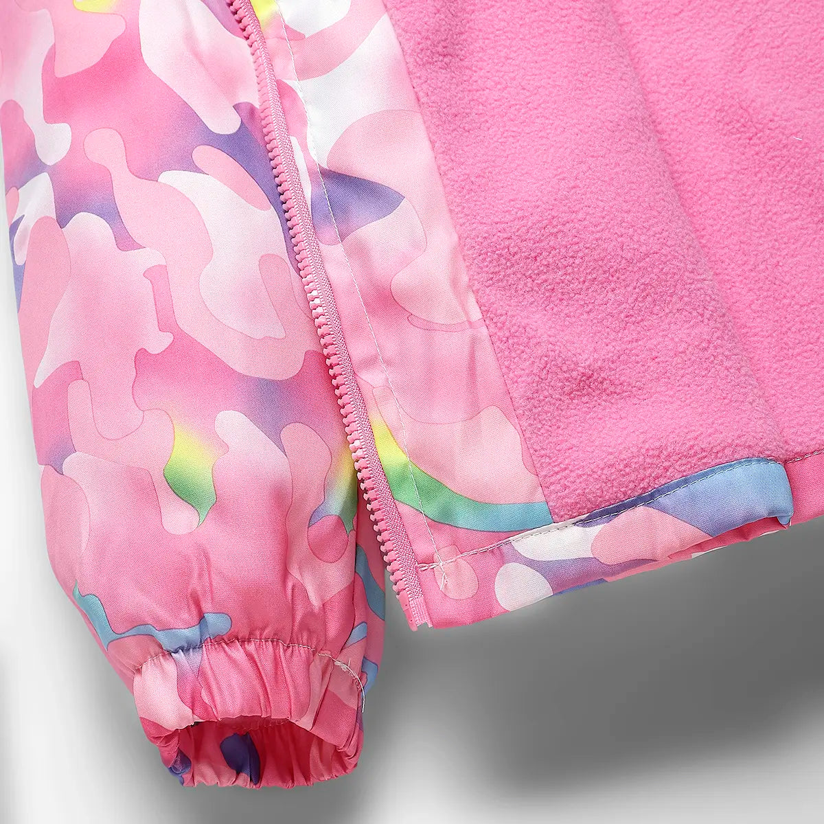 Girls Pink camouflage Printed Hooded Zipper Jacket Coats & Jackets